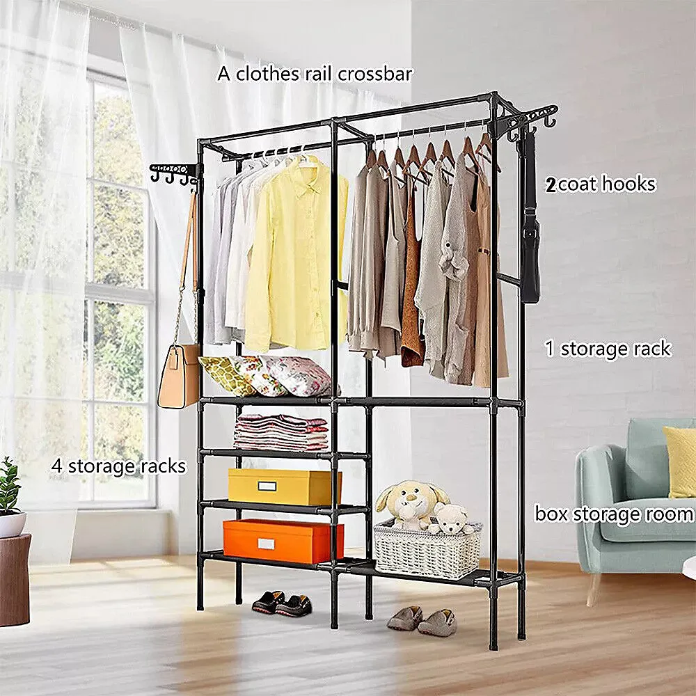 Three Row Clothes Rack Large Floor Hangers, Black — photo 2