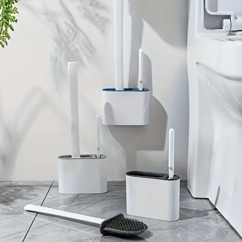 3 in 1 Silicone Toilet Brush with Holder - Black — photo 2