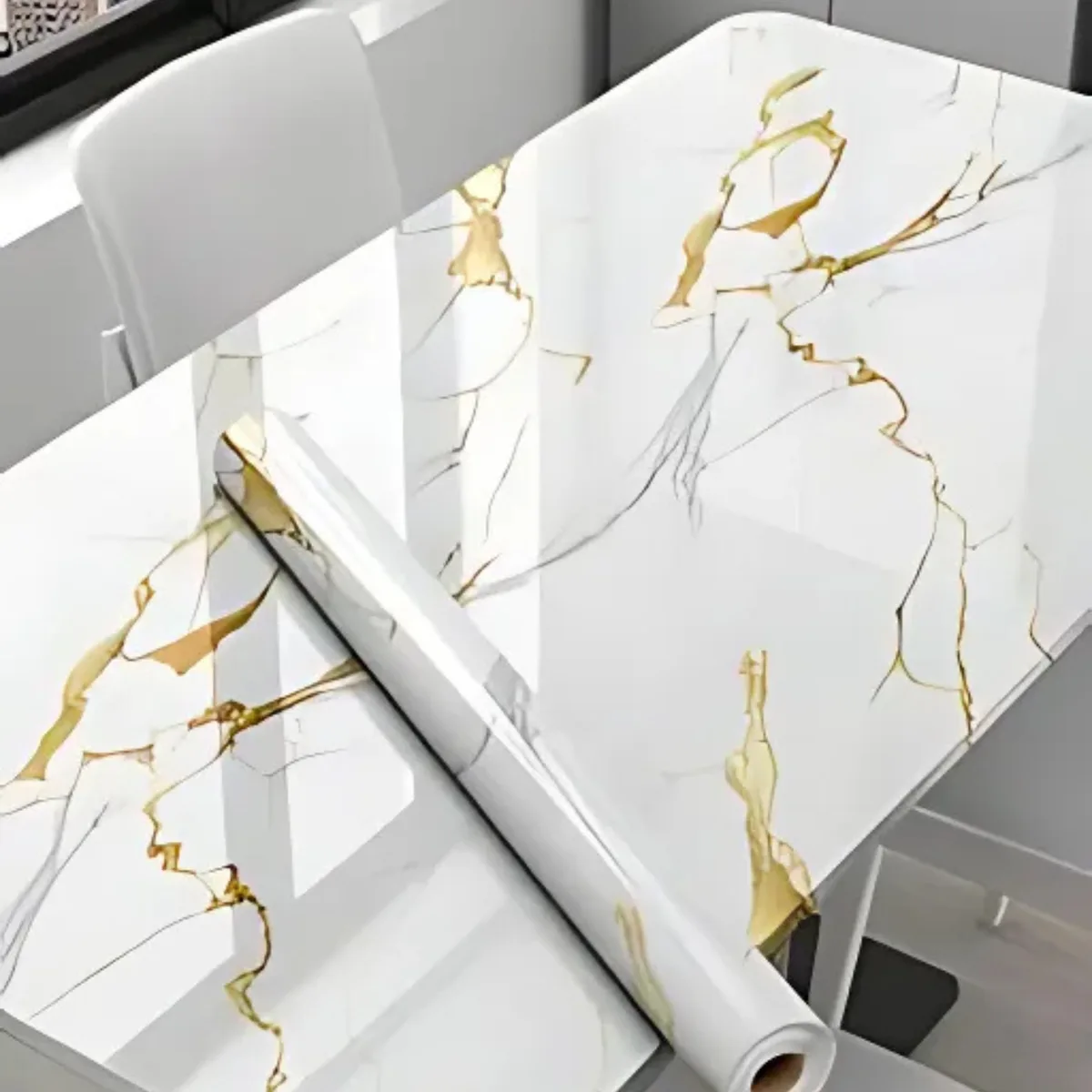 Luxury Marble Self-Adhesive PVC Wallpaper Roll 5 Meter - Black & White Marble 500 cm × 60 cm — photo 3