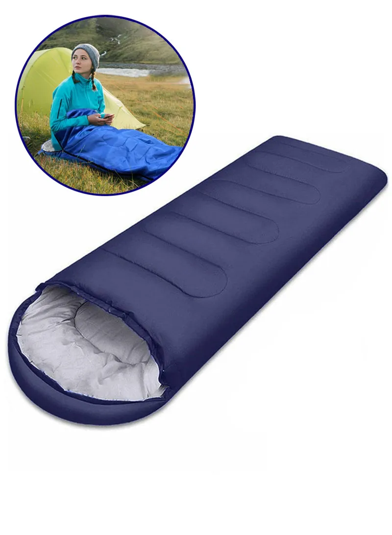 1KG Lightweight Foldable Polyester Single Sleeping Bag E03 Navy Blue