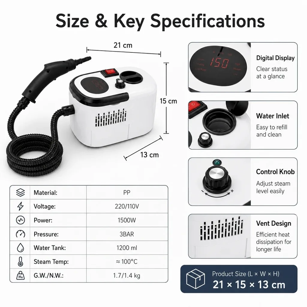 Portable Handheld Steam Cleaner β photo 2