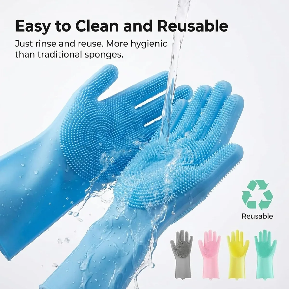 Silicone Dish Washing Gloves 1 Pair - Purple — photo 5