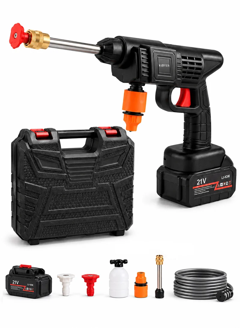 12Ah 21V Cordless Pressure Washer, 45Bar High Pressure Brushless Car Wash Gun with Foam Bottle
