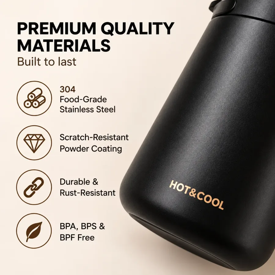 Black double wall stainless steel vacuum mug β photo 4