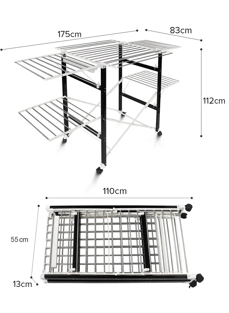 4-Tiers 4-Wings Foldable Multifunctional Clothes Hanger Adjustable Large Stainless Steel Drying β photo 3