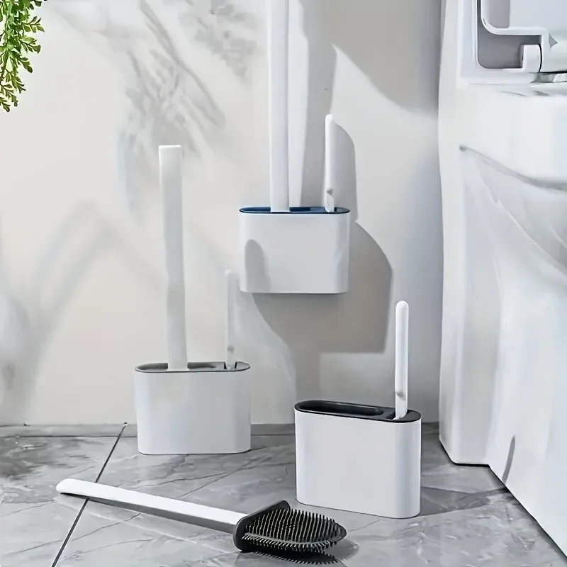 3 in 1 Silicone Toilet Brush with Holder - White — photo 2