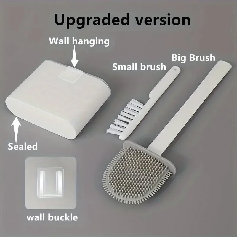 3 in 1 Silicone Toilet Brush with Holder - White β photo 5