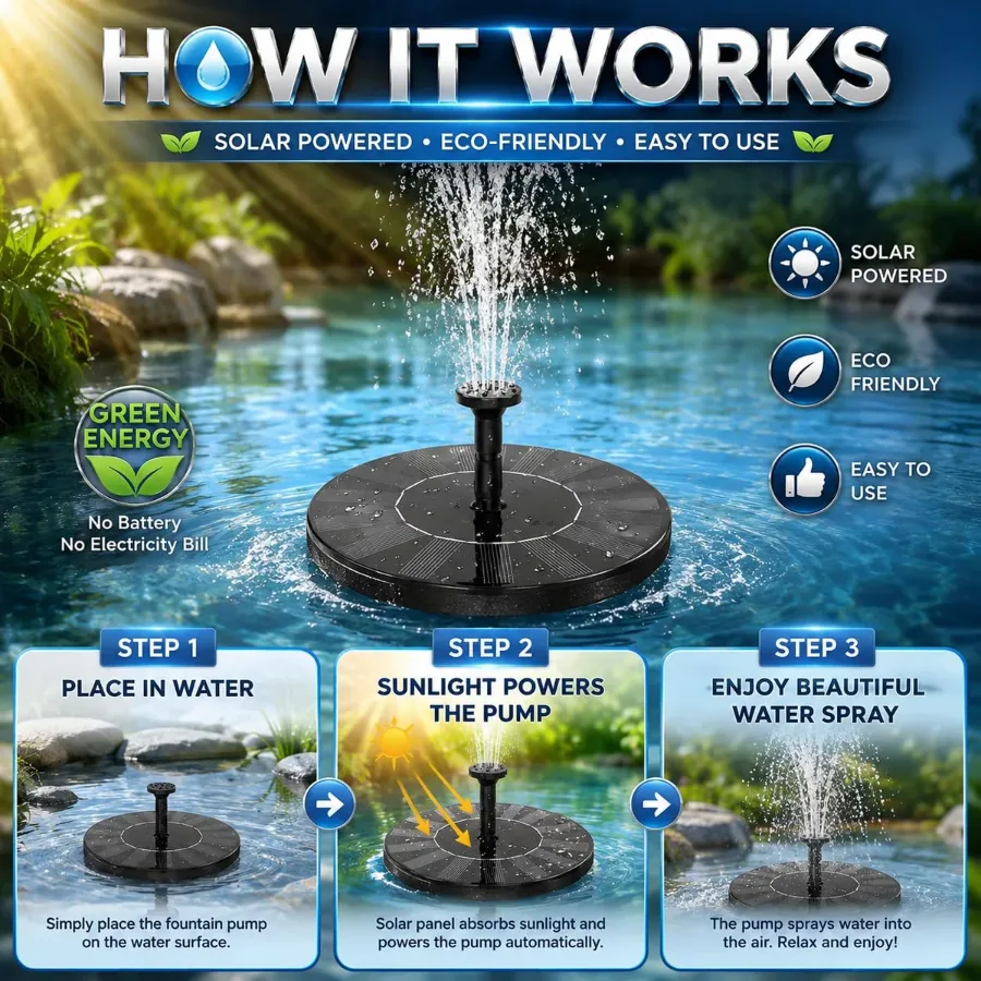 Solar Bird Bath Water Fountain Pump — photo 5