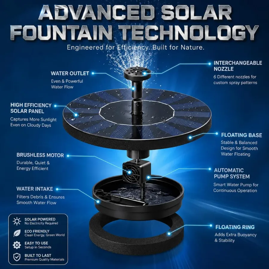 Solar Bird Bath Water Fountain Pump β photo 7