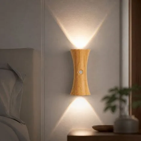 LED Smart Motion Sensor Hourglass-Shaped Wall Light - Light wood β photo 3