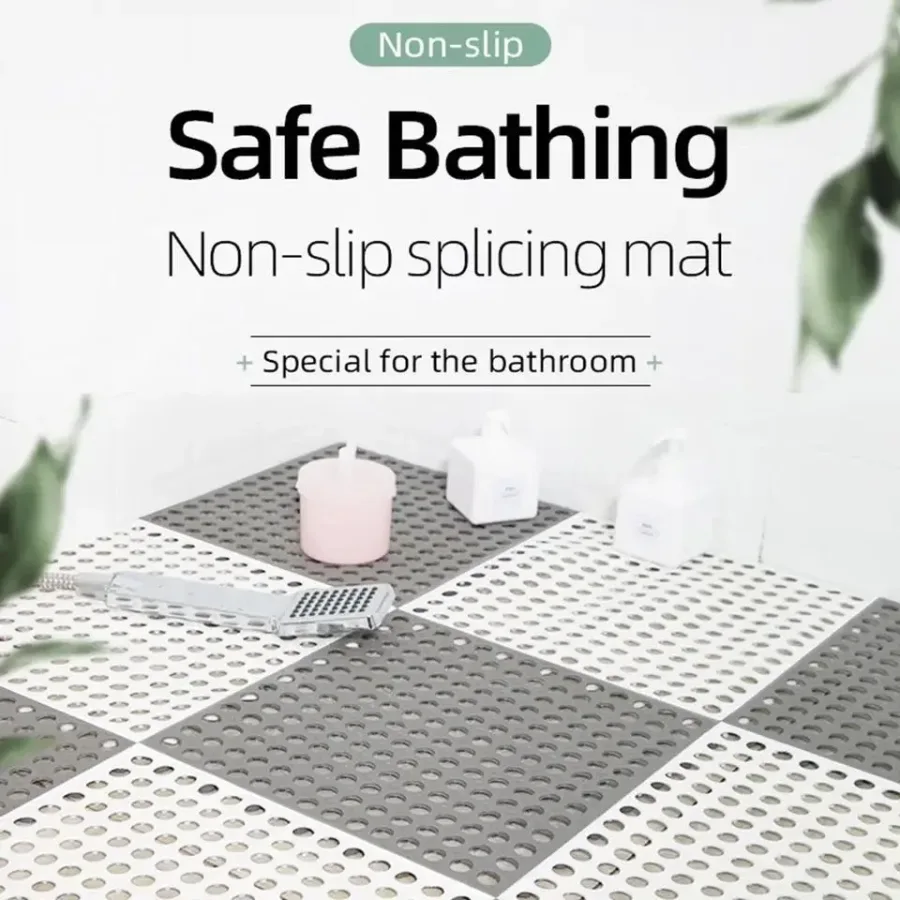 Floor Bathroom Non-slip Mat Toilet Splicing Ground Mat Silicone - Black β photo 2