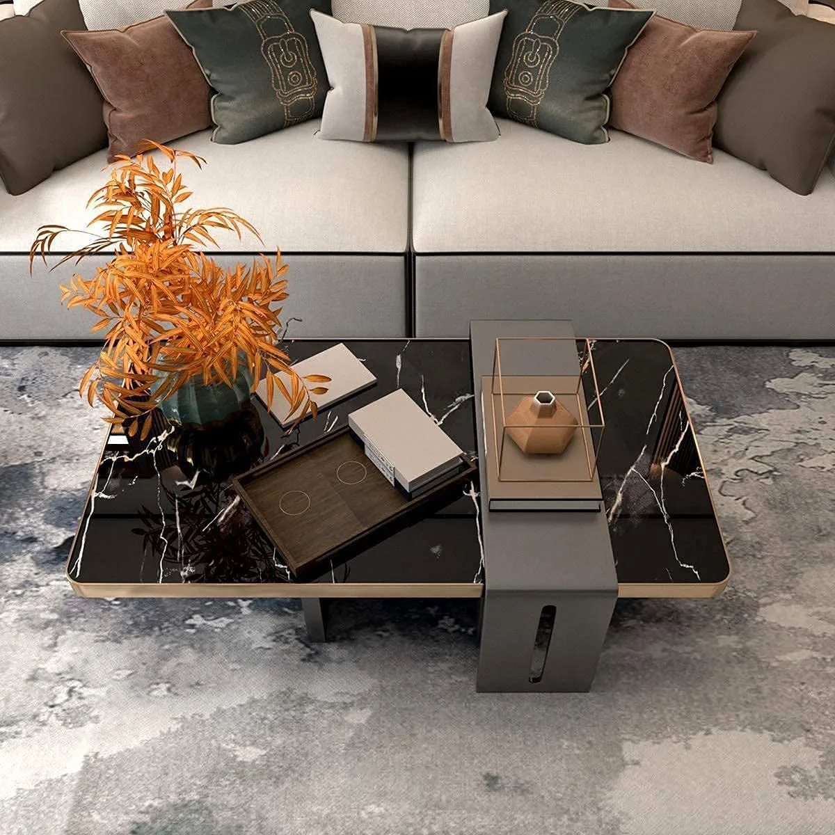 Luxury Marble Self-Adhesive PVC Wallpaper Roll 5 Meter - Black & Gold Marble 500 cm × 60 cm — photo 2