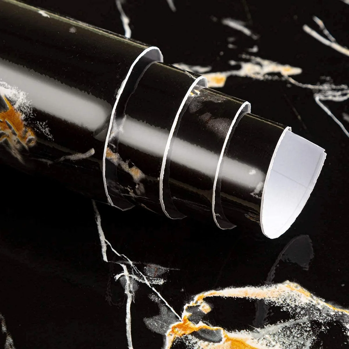 Luxury Marble Self-Adhesive PVC Wallpaper Roll 5 Meter - Black & Gold Marble 500 cm × 60 cm — photo 4