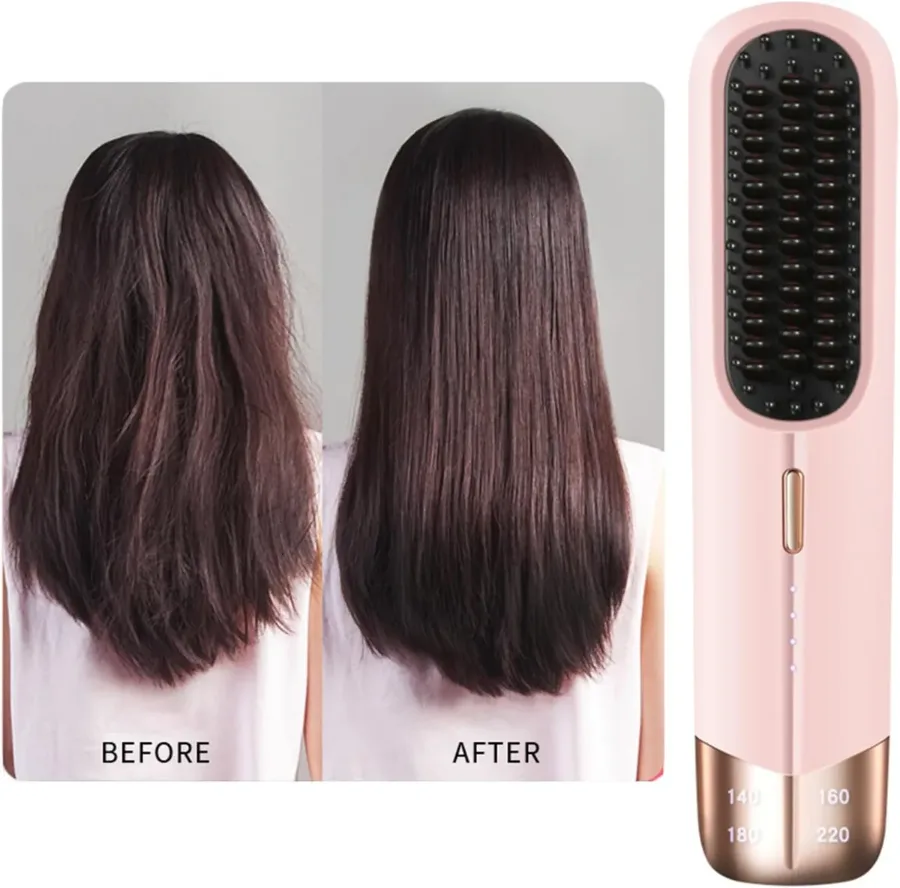 Portable Hair Straightener Brush - Blue
