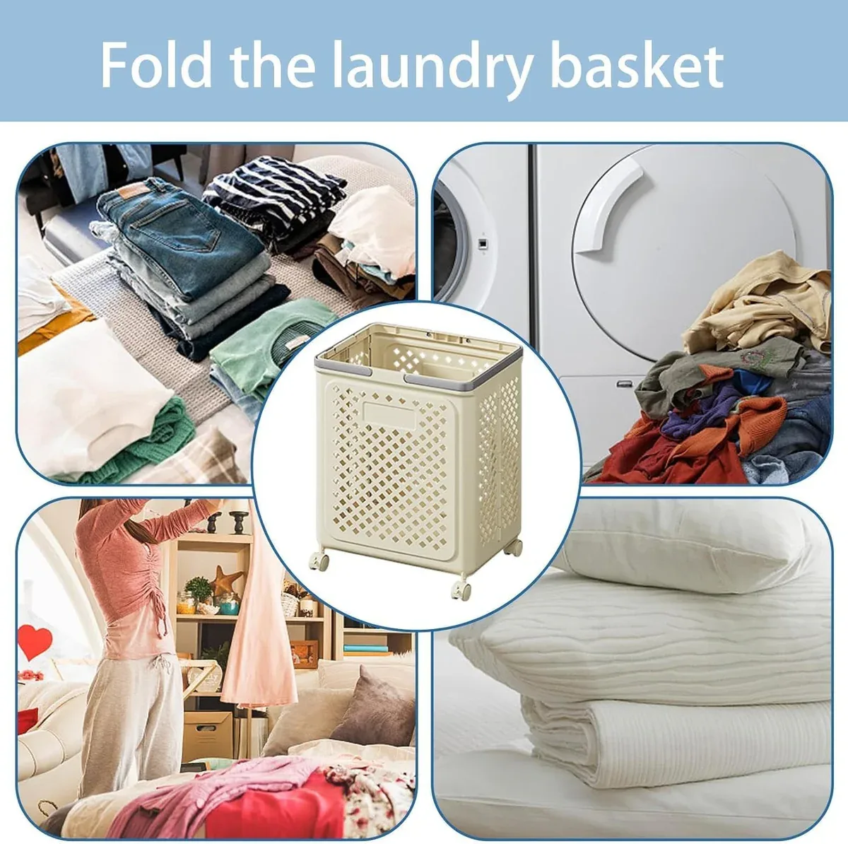 Foldable Rolling Laundry Basket β photo 5