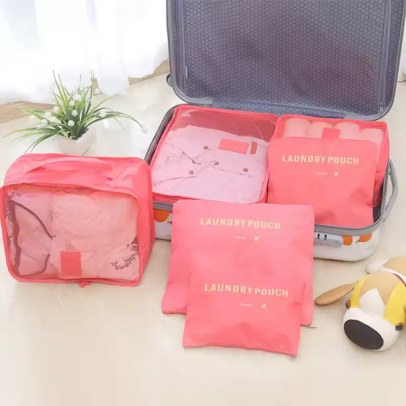 6-Piece Travel Packing Cubes Set – Foldable Luggage Organizer Bags - Black — photo 2