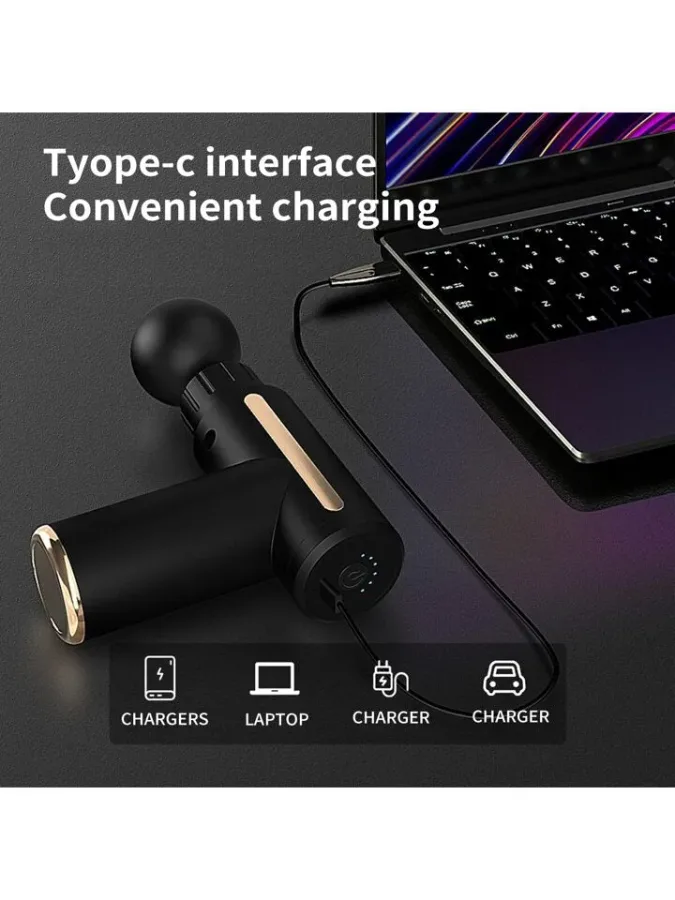 Rechargeable Mini Muscle Massage Gun With 6 Gears And 4 Massage Heads - Red — photo 3