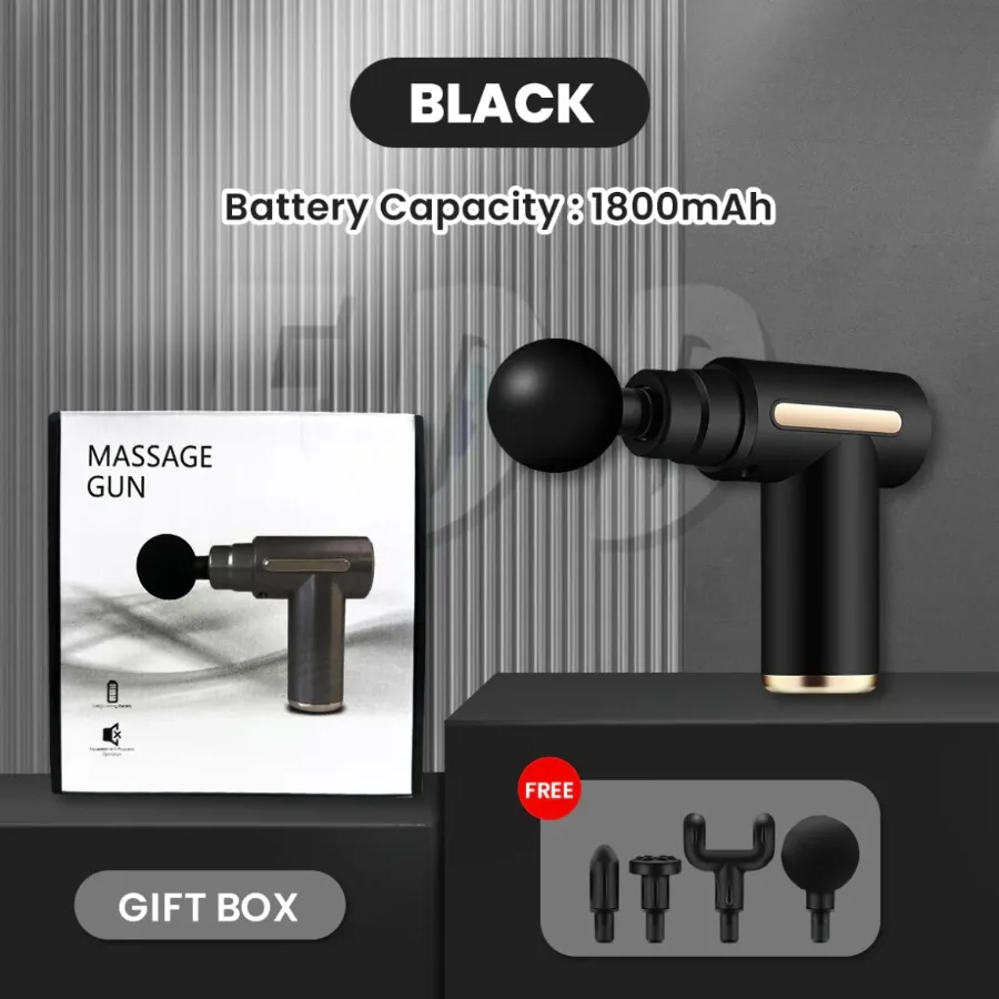 Rechargeable Mini Muscle Massage Gun With 6 Gears And 4 Massage Heads - Red