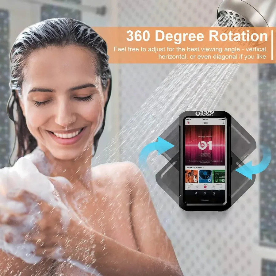 Shower Phone Holder [360° Rotation], Waterproof Wall Mount Shower Phone Case - White — photo 2