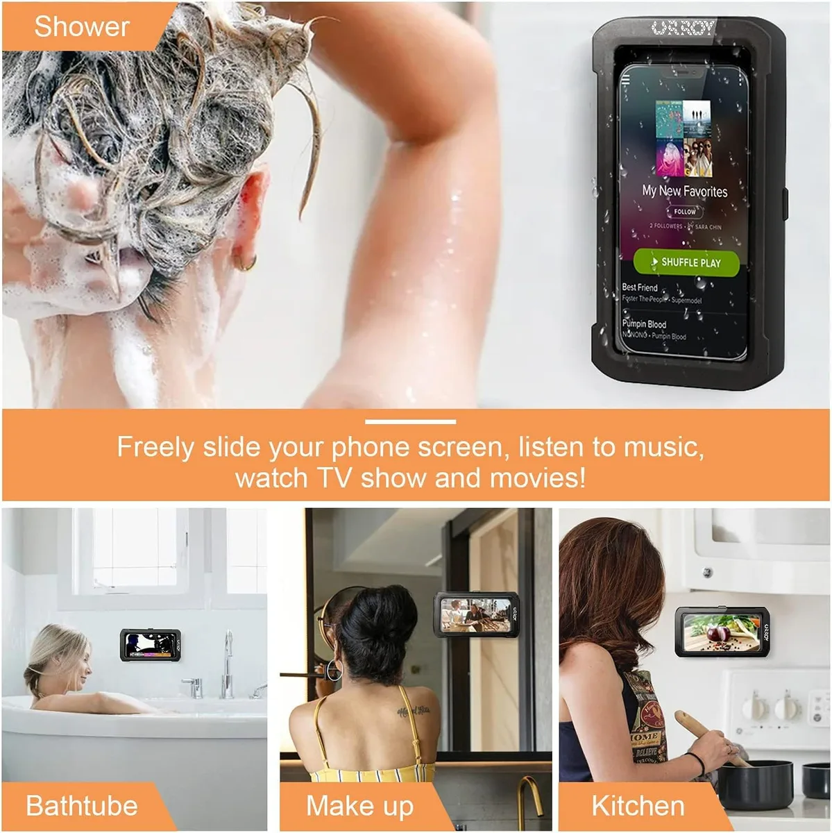 Shower Phone Holder [360° Rotation], Waterproof Wall Mount Shower Phone Case - White — photo 6
