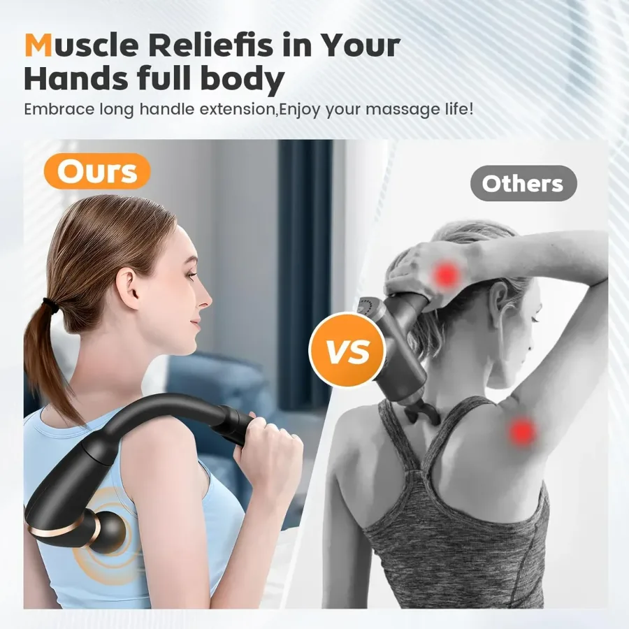 Deep Tissue Massage Gun with Upgraded Extension Handle - White — photo 5