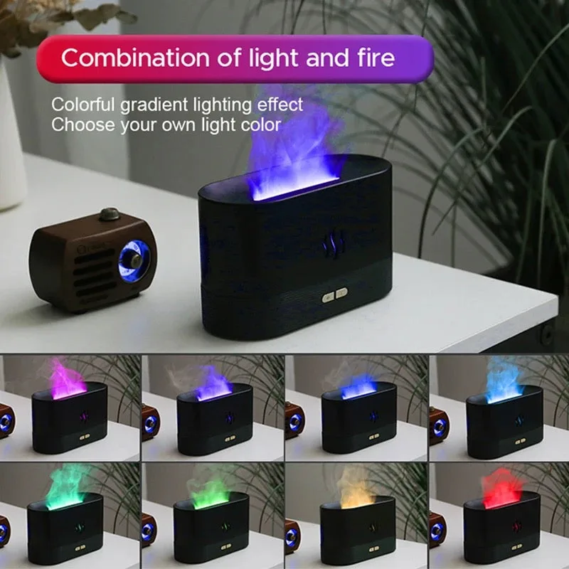 Rgb Flame Fire Humidifier Aromatherapy Diffuser - Black — photo 2