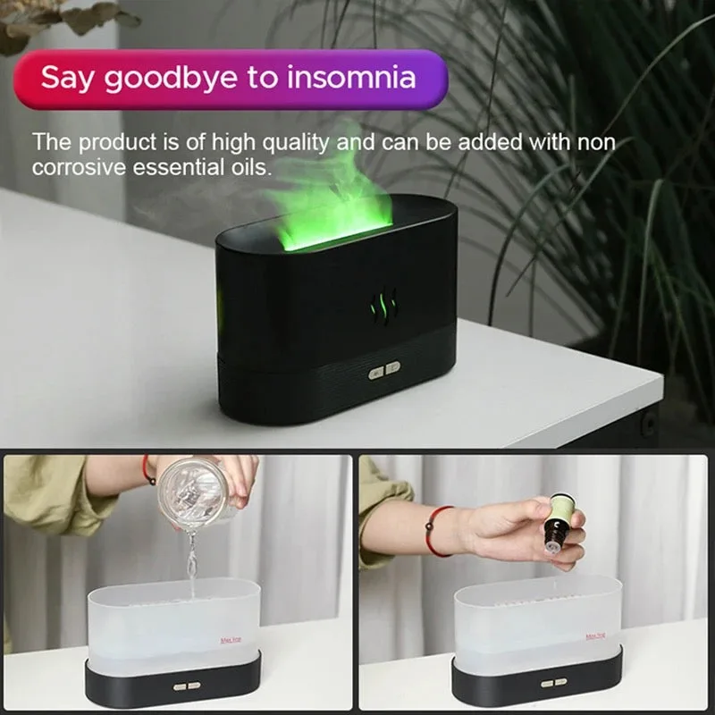 Rgb Flame Fire Humidifier Aromatherapy Diffuser - Black β photo 3