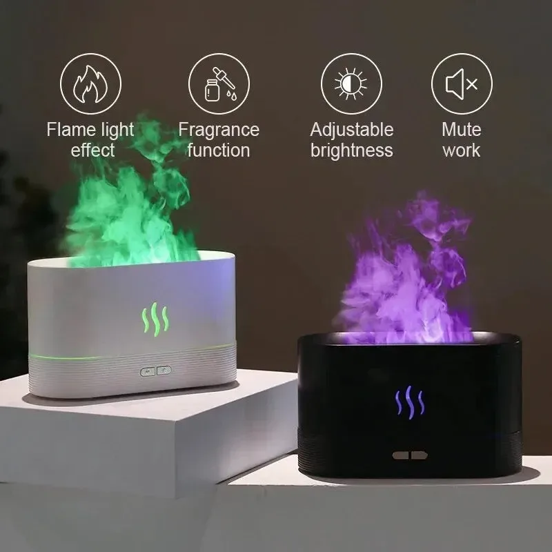 Rgb Flame Fire Humidifier Aromatherapy Diffuser - Black — photo 4