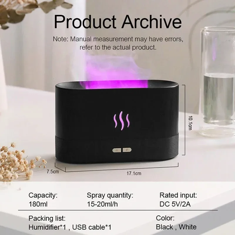 Rgb Flame Fire Humidifier Aromatherapy Diffuser - Black — photo 5