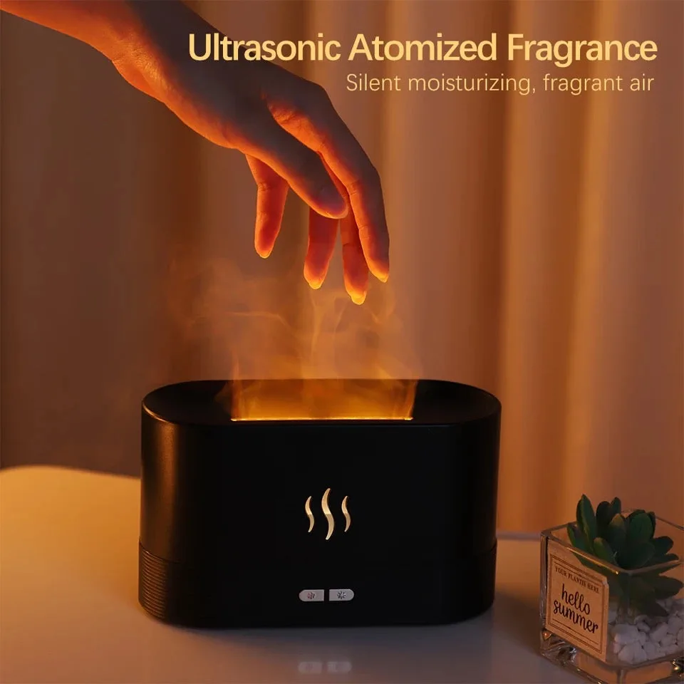 Rgb Flame Fire Humidifier Aromatherapy Diffuser - Black β photo 6