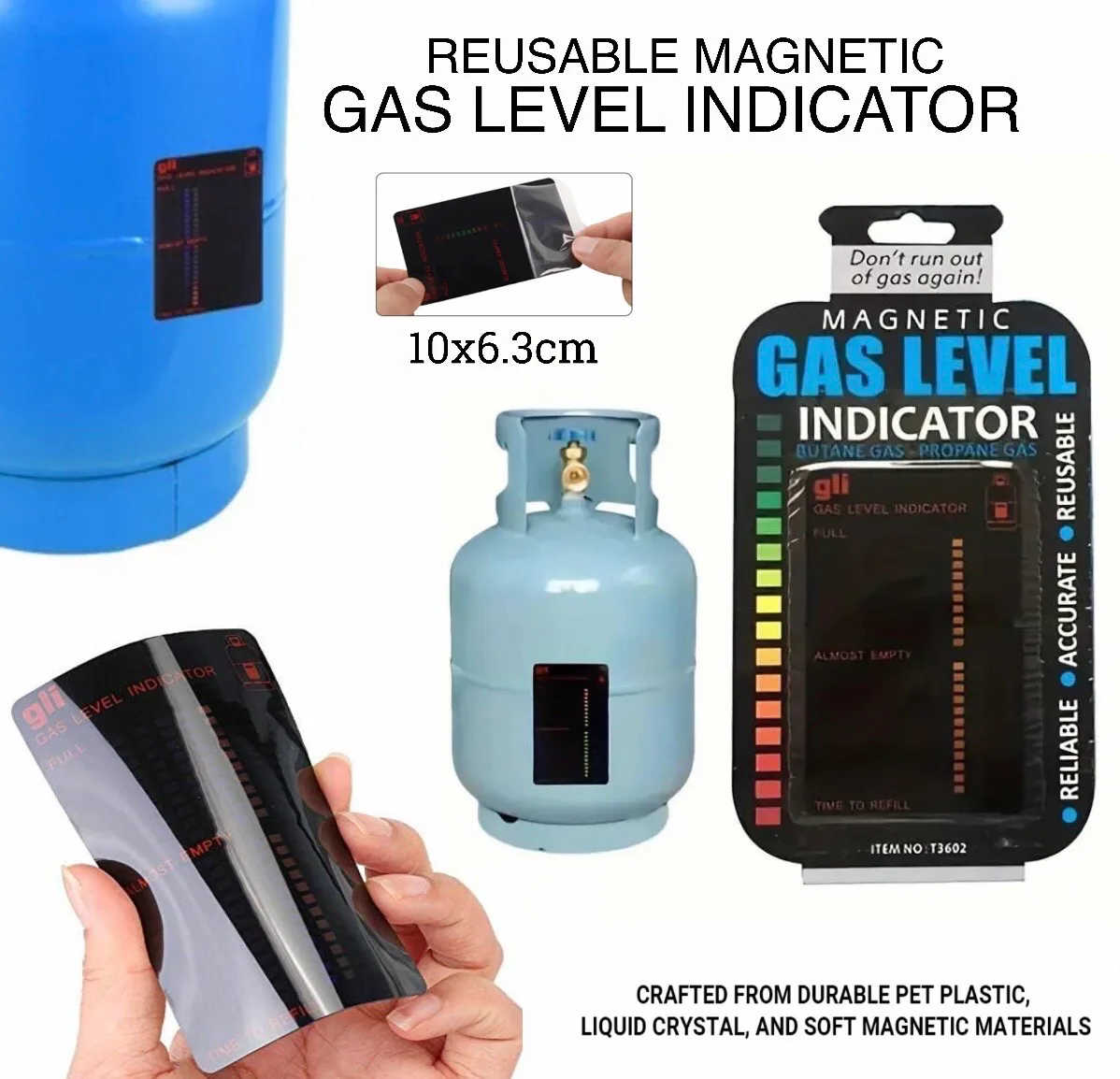 Magnetic Gas Level Indicator Reusable Propane Fuel Level Indicators
