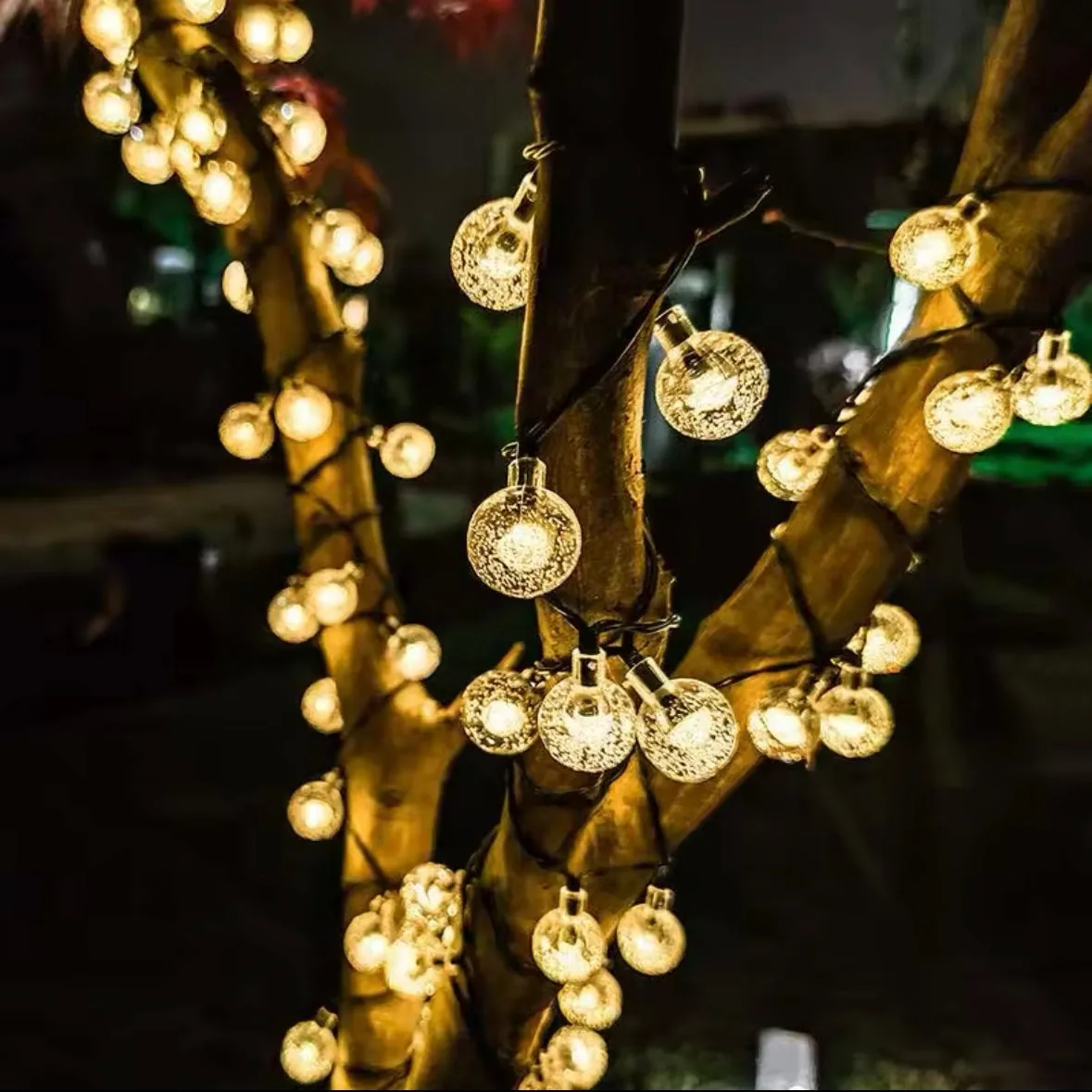 Solar String Lights, 1 Pack Outdoor String Light 50 LED 5 Meter Waterproof Solar Powered Christmas - Warm light — photo 7