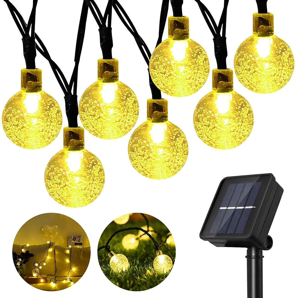 Solar String Lights, 1 Pack Outdoor String Light 50 LED 5 Meter Waterproof Solar Powered Christmas - Warm light