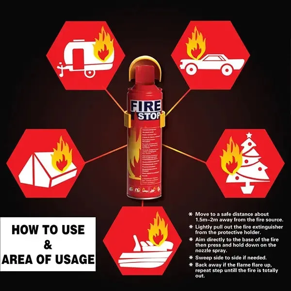 Fire Extinguisher Spray with Stand for Car and Home Use | Fire Stop Aluminium Spray - 500 ML β photo 4