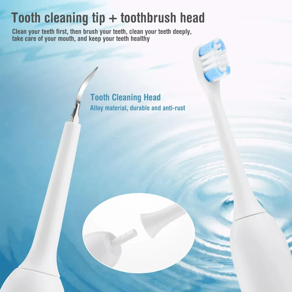 Electric Teeth Cleaner 2 in 1 Electric Teeth with Toothbrush Head - White β photo 3