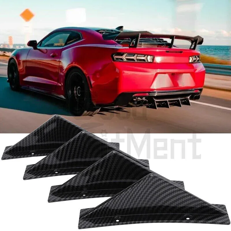 Universal Black/Carbon Fiber Shark Fin Rear Bumper Diffuser for Cars 4pcs - Carbon fiber — photo 2