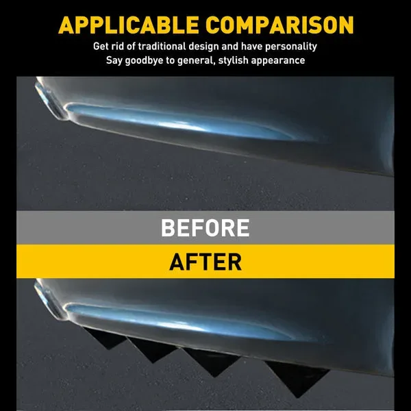 Universal Black/Carbon Fiber Shark Fin Rear Bumper Diffuser for Cars 4pcs - Carbon fiber — photo 4