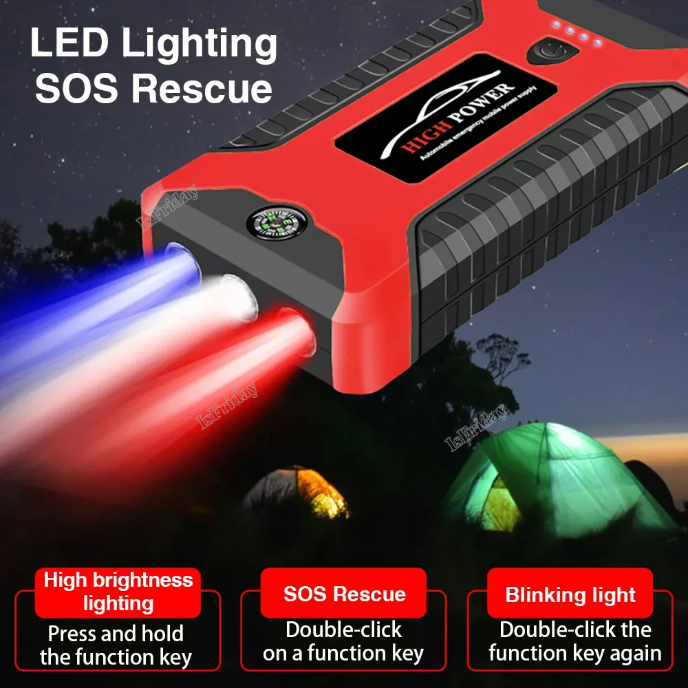 Portable Car Jump Starter Power Bank, Battery Booster Charger, Starting Device, Auto Emergency, Lighting Start-up, 12V - Jump starter β photo 3
