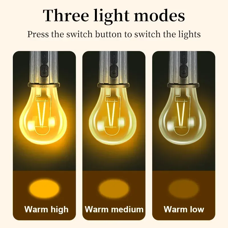 Portable Camping Lamp 600mAh LED with Hanging Portable Lighting Type C Charging Waterproof - T02 β photo 3
