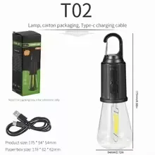 Portable Camping Lamp 600mAh LED with Hanging Portable Lighting Type C Charging Waterproof - T02 β photo 9