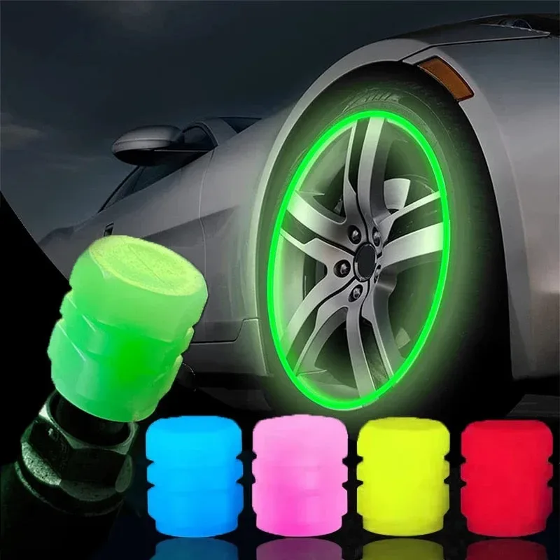 4 Pieces Car Luminous Wheel Tire Valve Led Decor - Blue