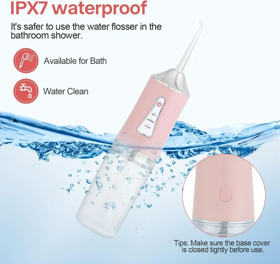 Professional Oral Irrigator for Teeth & Gums with 4 Jet Tips, 3 Modes & 360° Rotation , Water Dental Flosser - Pink — photo 9