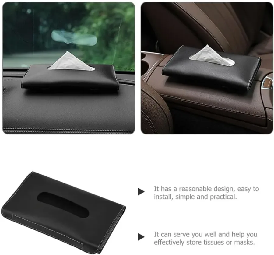Car Tissue Holder, Sun Visor Napkin Holder - Black — photo 4