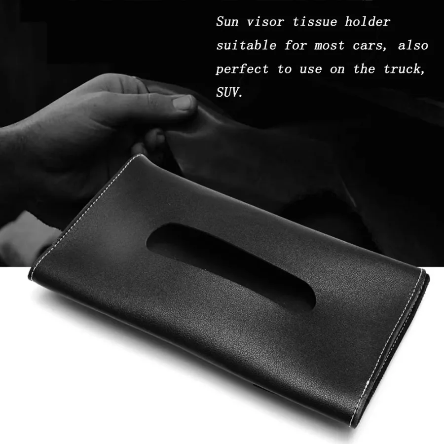Car Tissue Holder, Sun Visor Napkin Holder - Black — photo 6