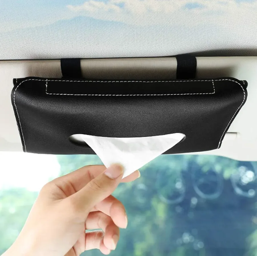Car Tissue Holder, Sun Visor Napkin Holder - Black — photo 7