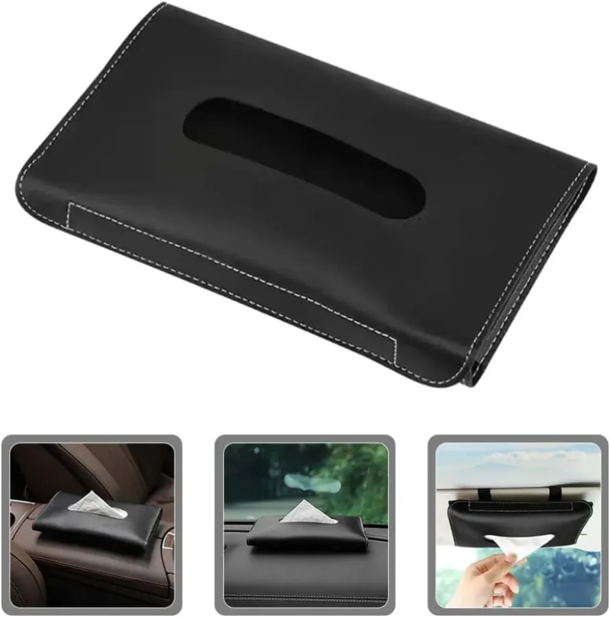 Car Tissue Holder, Sun Visor Napkin Holder - Black