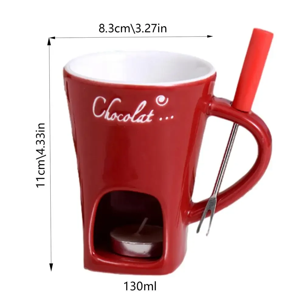 Chocolate Melting Cup with Fork, perfect for melting chocolate and cheese - Red — photo 8