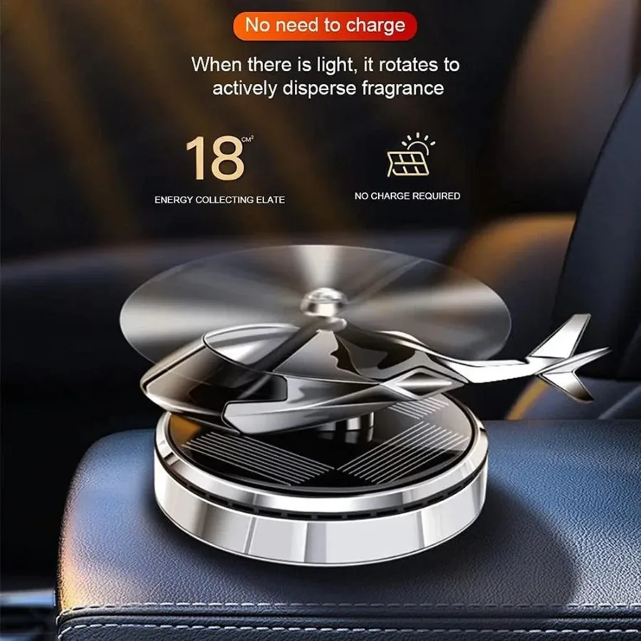 Solar Powered Helicopter Car Air Freshener Rotating Aromatherapy Diffuser for Car, Home & Office - Chrome — photo 6