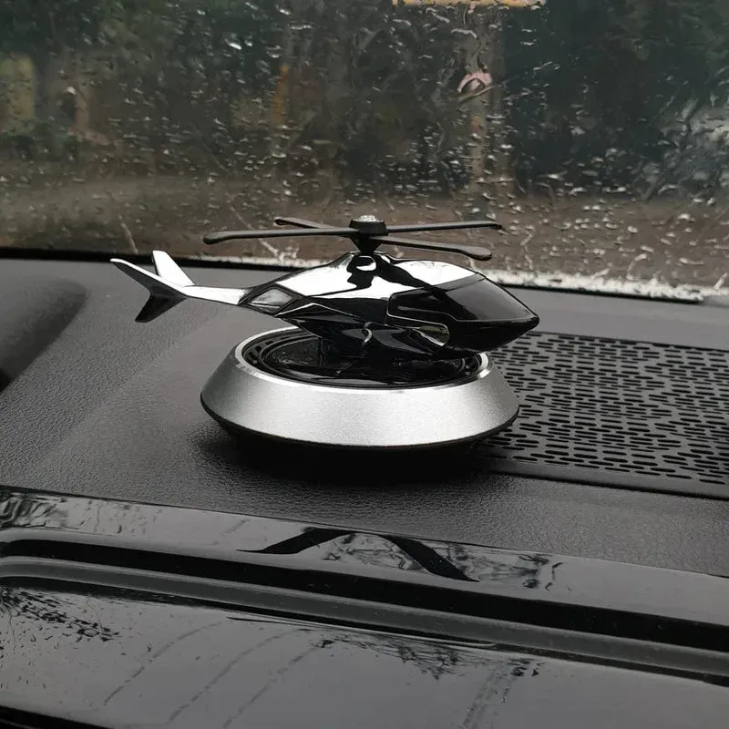 Solar Powered Helicopter Car Air Freshener Rotating Aromatherapy Diffuser for Car, Home & Office - Chrome — photo 8