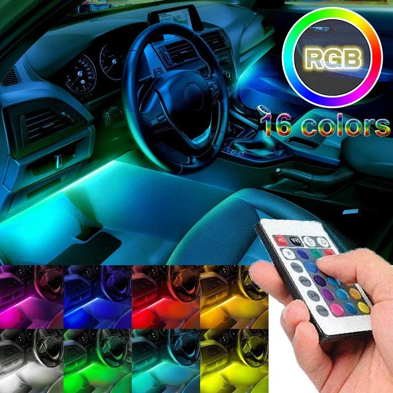 Car Rgb 4 Pcs Waterproof Led Light Strip Remote Or Bluetooth Control - Cigarette Input + Bluetooth Phone Contro β photo 4